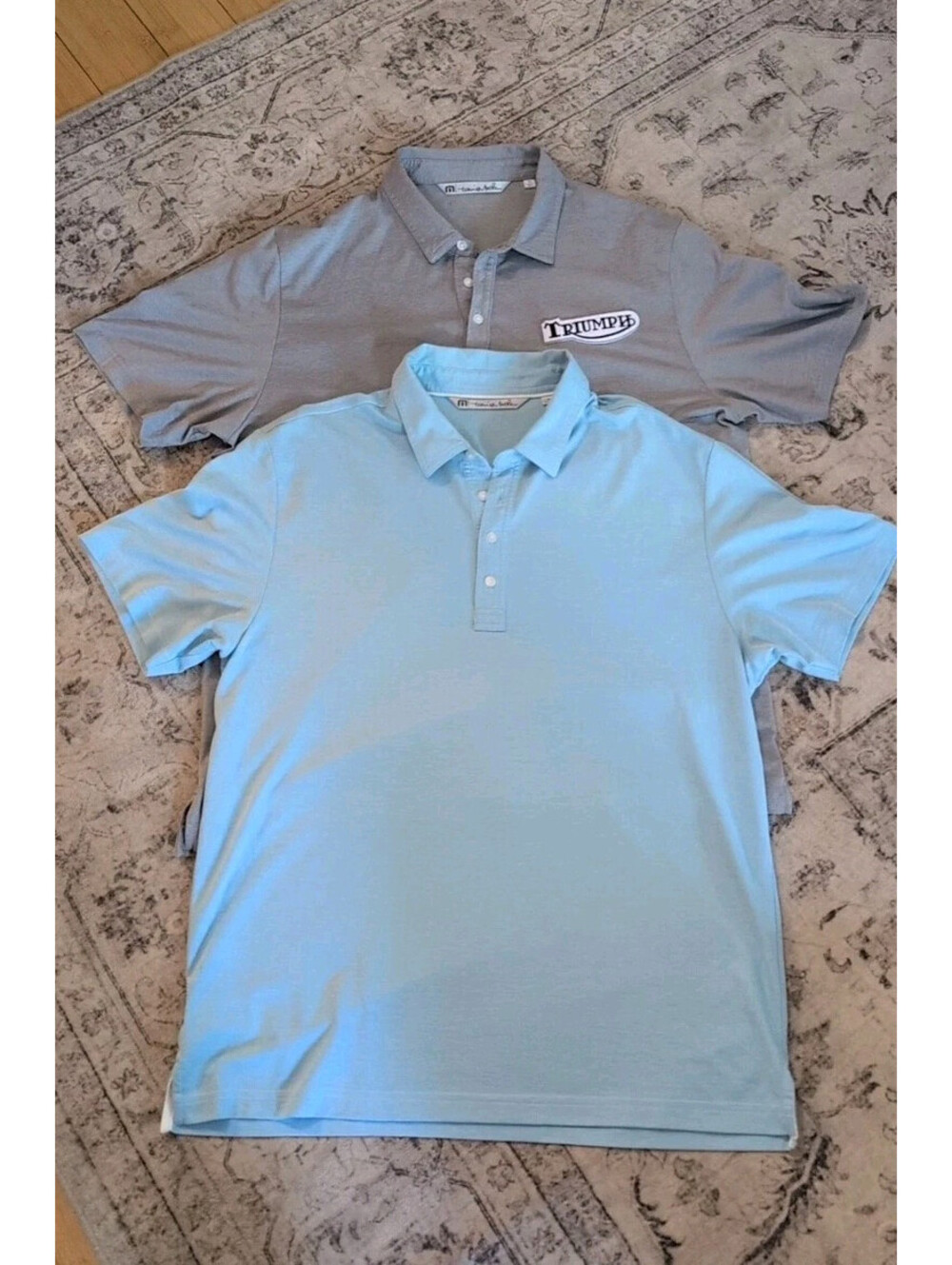 Travis Mathew Men's Polo Golf Shirts Sz XL Blue Gray Triumph Thin Cool lot 2